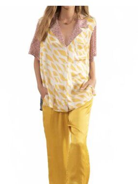 ME369 Eden Shirt Tiger Print Button Down Blouse NWT - Size Small